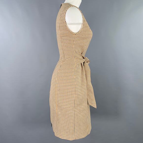 TOCCIN(NY) Size 4 Beige Black Polyester Blend Checkered Sleeveless Dress - Picture 3 of 6